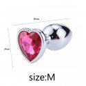 Металлическая анальная пробка, Silver Heart Pink, размер M