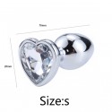 Металева анальна пробка, Silver Heart Clear, розмір S