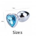 Металлическая анальная пробка, Silver Heart Light Blue, размер S