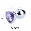 Металлическая анальная пробка, Silver Heart Light Purple, размер S