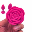 Силиконовая анальная пробка с розой Rose Pink, розовая, размер M, 8.3 см