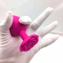 Силиконовая анальная пробка с розой Rose Pink, розовая, размер M, 8.3 см