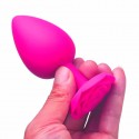 Силиконовая анальная пробка с розой Rose Pink, розовая, размер M, 8.3 см