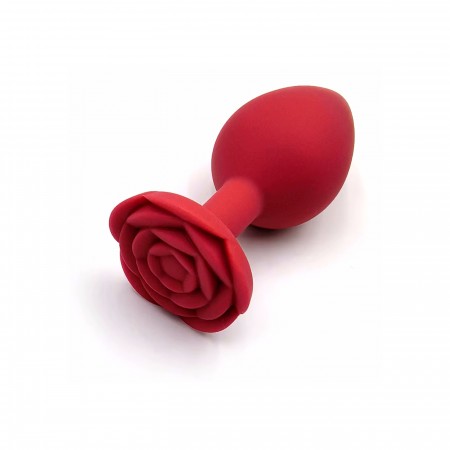Силіконова анальна пробка з трояндою Rose Red, червона, розмір S, діаметр 2.7 см