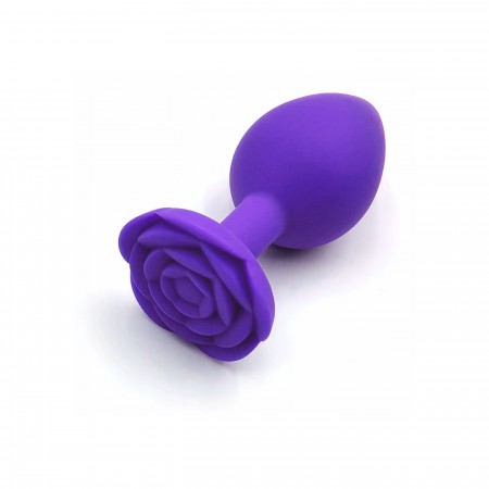 Силіконова анальна пробка з трояндою Rose Violet, фіолетова, розмір S, діаметр 2.7 см