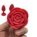 Силіконова анальна пробка з трояндою Rose Red, червона, розмір S, діаметр 2.7 см