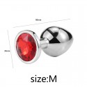 Металева анальна пробка, Silver Ruby, розмір M