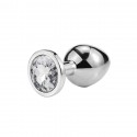 Металева анальна пробка, Silver Diamond, розмір S