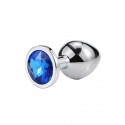 Металева анальна пробка, Silver Sapphire, розмір S
