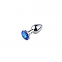 Металлическая анальная пробка, Silver Sapphire, для начинающих, размер XXS
