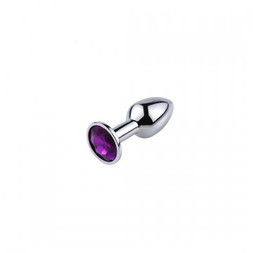 Купить - Металлическая анальная пробка, Silver Amethyst, для начинающих, размер XXS