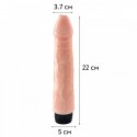 Вибратор-реалистик с рельефом Real Skin, телесный, длина 22 см, диаметр 3.7 см