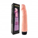 Вибратор-реалистик с рельефом Real Skin, телесный, длина 22 см, диаметр 3.7 см