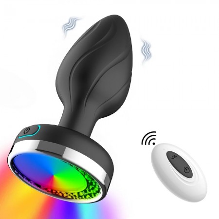 Анальная вибро-пробка Plug Remote на управлении с пульта со сменой цвета, 10 режимов, диаметр 3.5 см
