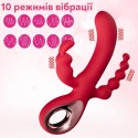 Вібратор кролик з потрійною стимуляцією Smile3x, 10 частот, червоний, 20 см