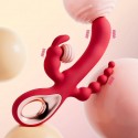 Вібратор кролик з потрійною стимуляцією Smile3x, 10 частот, червоний, 20 см
