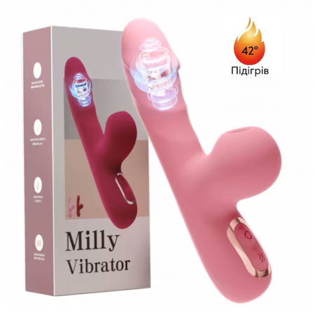 Вібратор Mini Milly для точки G та клітора, 10 режимів смоктання та 10 режимів вібрації, розовый, 14 см